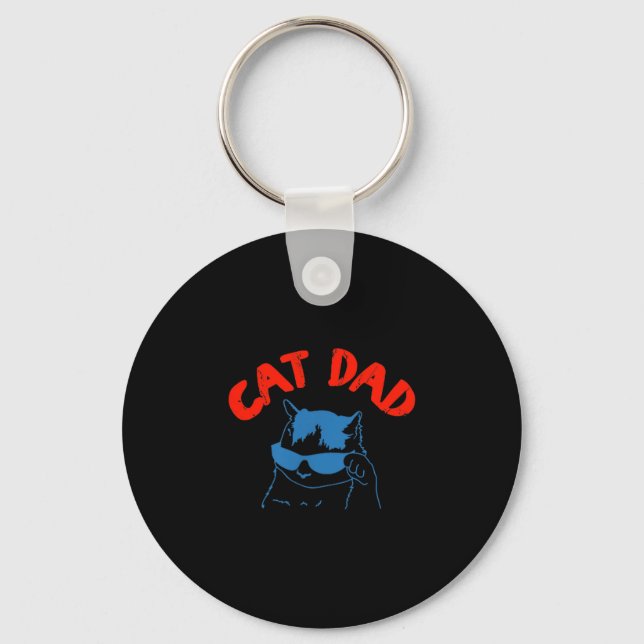 Funny Cat Dad Club 2 Sided Life Is Better With Cat Key Ring (Front)