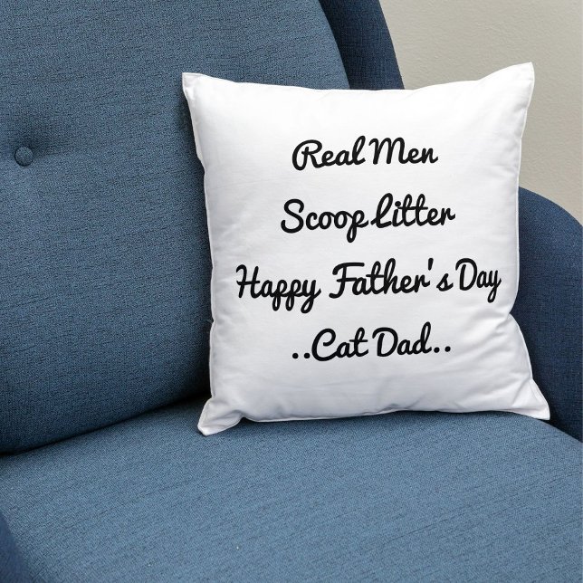 Funny Cat Dad Father's Day Gift Black White Trendy Cushion (Creator Uploaded)