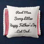 Funny Cat Dad Father's Day Gift Black White Trendy Cushion<br><div class="desc">Celebrate Father’s Day with a bold and funny cat dad quote: “Real Men Scoop Litter.” This custom black and white throw pillow is the perfect gift for a proud cat dad with humour and heart. Ideal for pet lovers who appreciate feline-themed home decor, personalised gifts, or stylish DIY couch accents....</div>
