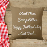 Funny Cat Dad Father's Day Gift White Sand Trendy Cushion<br><div class="desc">Celebrate Father’s Day with a bold and funny cat dad quote: “Real Men Scoop Litter.” This custom sand and white throw pillow is the perfect gift for a proud cat dad with humour and heart. Ideal for pet lovers who appreciate feline-themed home decor, personalised gifts, or stylish DIY couch accents....</div>