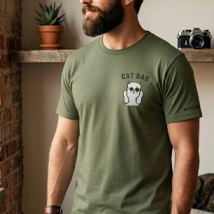 Funny Cat Dad Middle Finger Cat with Sunglasses T-Shirt