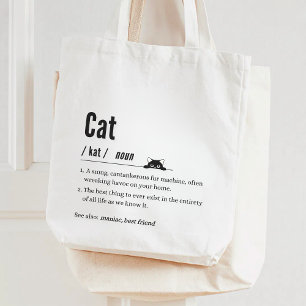 Funny Cat Definition Black and White Pet Parents Tote Bag
