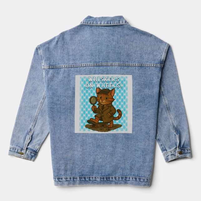 funny cat denim jacket (Back)