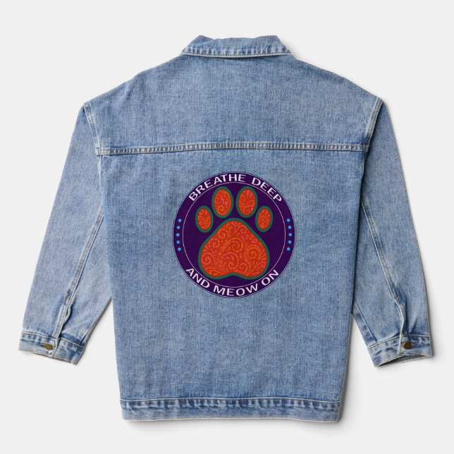 funny cat denim jacket (Back)