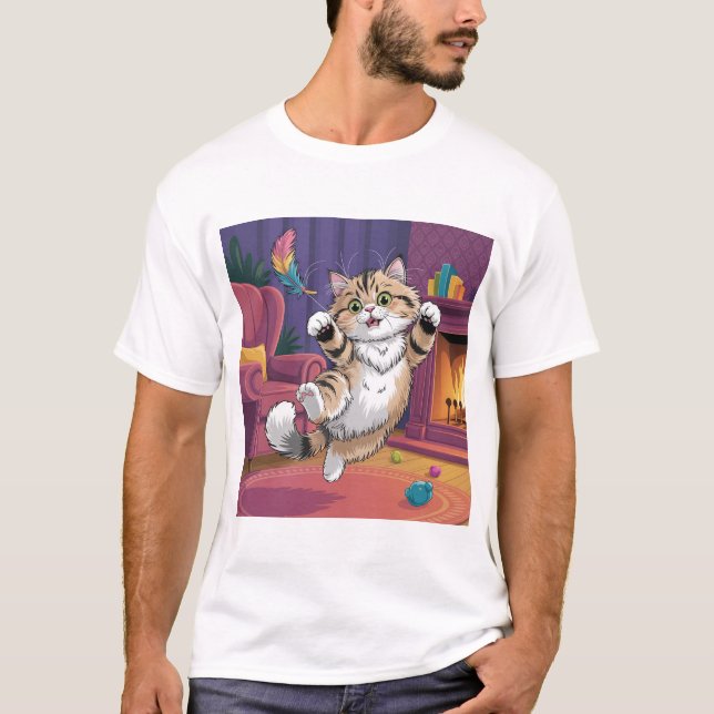 Funny Cat Design Men’s T-Shirt | Cute & Humourous  (Front)