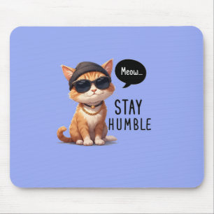 Funny Cat Design Mousepad With Light Blue Color