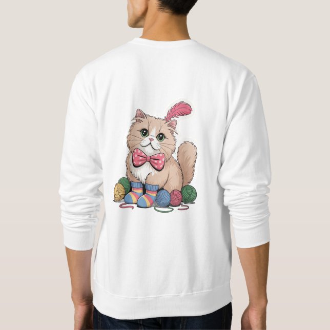 Funny Cat Design T-Shirt | Cute &Cat Lover Gift Sweatshirt (Back)