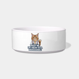Funny Cat Doctor Animal Humor Illustration Bowl