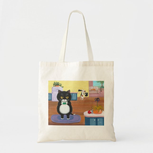 Funny Cat Dog Cartoon Tote Bag (Front)