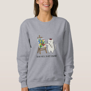 Funny Cat Doodle Artist With Paintbrush Design Sweatshirt