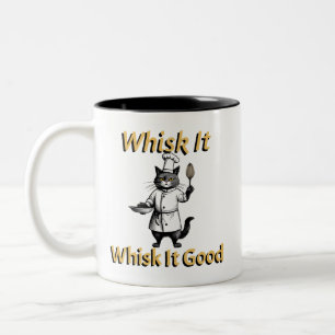 Funny Cat Dressed as a Chef Two-Tone Coffee Mug