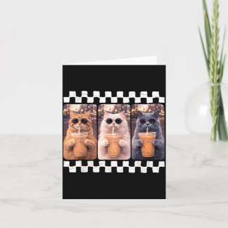 Funny Cat Drinking Iced Coffee Meme Animal Iced Card