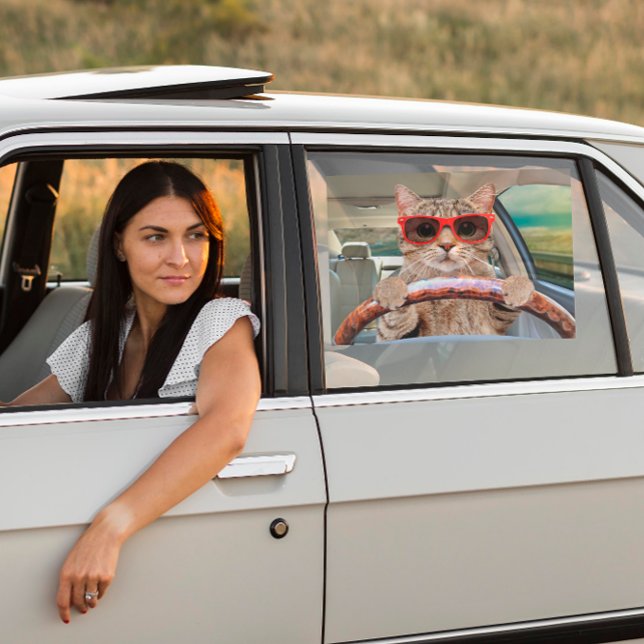 Funny Cat Driving Car Shade 16" x 12" (Creator Uploaded)