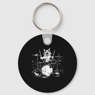 Funny Cat Drummer Drums Drumming Music Lover Key Ring
