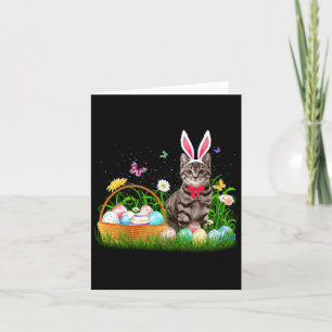 Funny Cat Easter Day Bunny Eggs Card