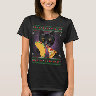 Funny Cat Eat Pizza Taco Lover Ugly Christmas Swea T-Shirt