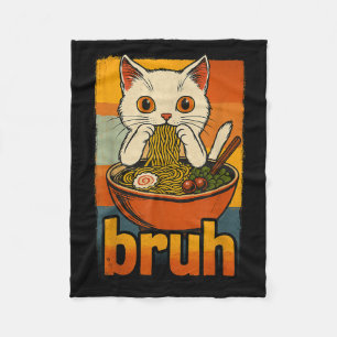 Funny Cat Eating Japanese Ramen Noodles Men Women  Fleece Blanket