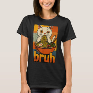Funny Cat Eating Japanese Ramen Noodles Men Women T-Shirt