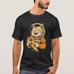 Funny Cat Eating Pizza Astronaut Space Galaxy Kitt T-Shirt