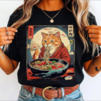 Funny cat Eating Ramen Japanese for cat lovers
