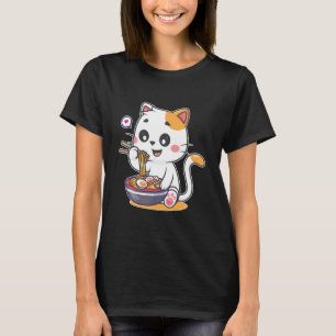 Funny Cat Eating Ramen Vintage Japanese Noodles T- T-Shirt