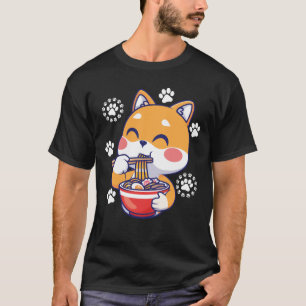 Funny Cat Eating Ramen Vintage Japanese T-Shirt
