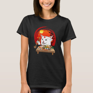 Funny Cat Eating Sushi In Japan Funny Graphic T-Shirt