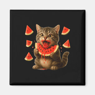 Funny Cat Eating Watermelon Slice Watermelon Day S Magnet