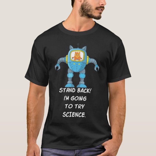 Funny Cat Engineering Scientist Robot Science T-Shirt (Front)