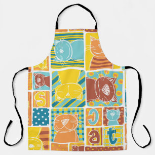 Funny cat fabric patchwork wallpaper,abstract seam apron