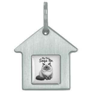 Funny Cat Face Illustration – Minimal Cute Cat Art Pet ID Tag