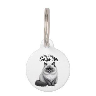 Funny Cat Face Illustration – Minimal Cute Cat Art Pet Tag
