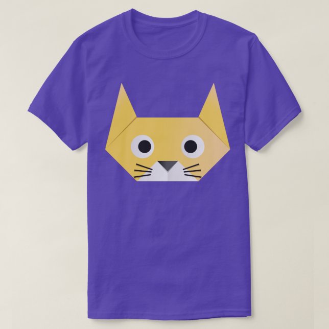 Funny Cat Face Origami Style T-Shirt (Design Front)