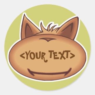 Funny Cat Face, <YOUR TEXT> Classic Round Sticker
