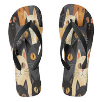 Funny Cat Faces Cartoon in Black and Orange