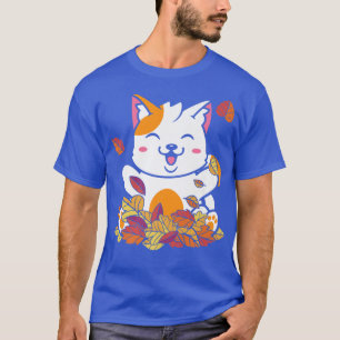 Funny Cat Fall Autumn Leaves Vintage Style Pet Kit T-Shirt