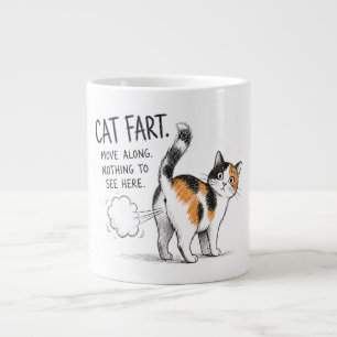 Funny Cat Fart Sketch Coffee Mug - Calico Cat
