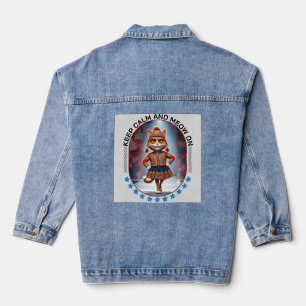 funny cat fashion show denim jacket