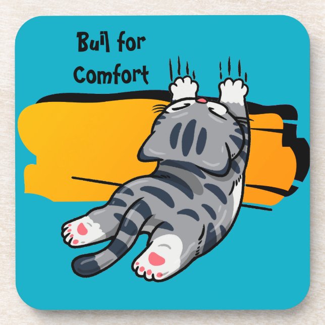 Funny Cat, Fat Cat, Funny Script, Modern Trendy  T Coaster (Front)