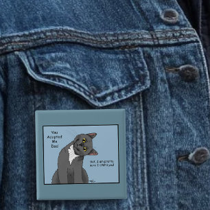 Funny Cat Father’s Day Grey Cat Blue 15 Cm Square Badge