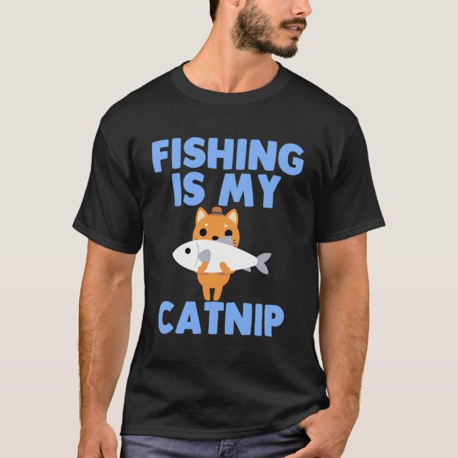 Funny Cat Feline Fishing Animal Lover Fisherman Fi T-Shirt (Front)