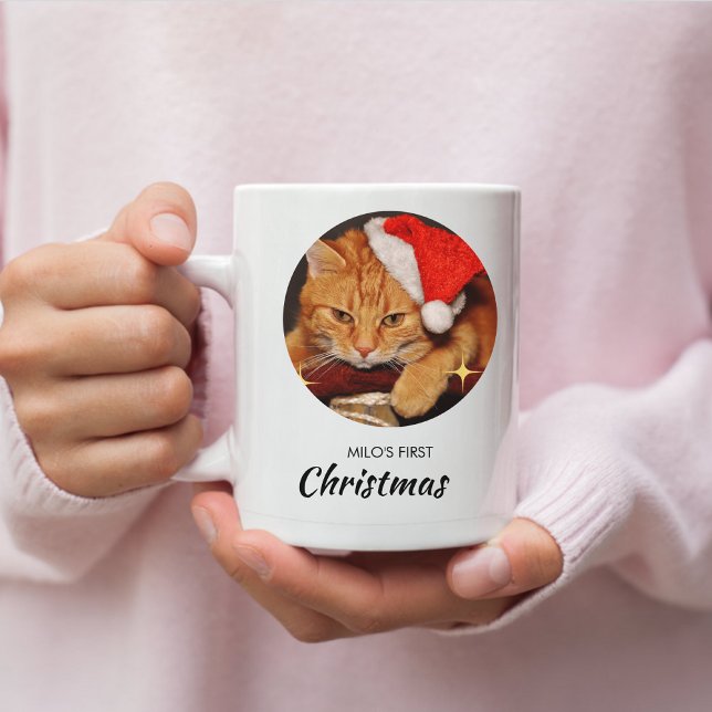Funny Cat First Christmas Personalised Cat Photo Coffee Mug (Creator Uploaded)