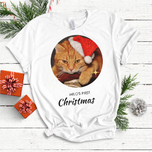 Funny Cat First Christmas Personalised Cat Photo T-Shirt