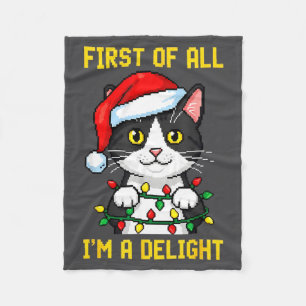 Funny Cat First Of All I'm A Delight Retro Gaming Fleece Blanket