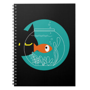 Funny Cat & Fish Notebook – Kuro Catto + Kin-chan 