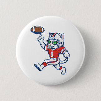 Funny Cat Football Player 6 Cm Round Badge