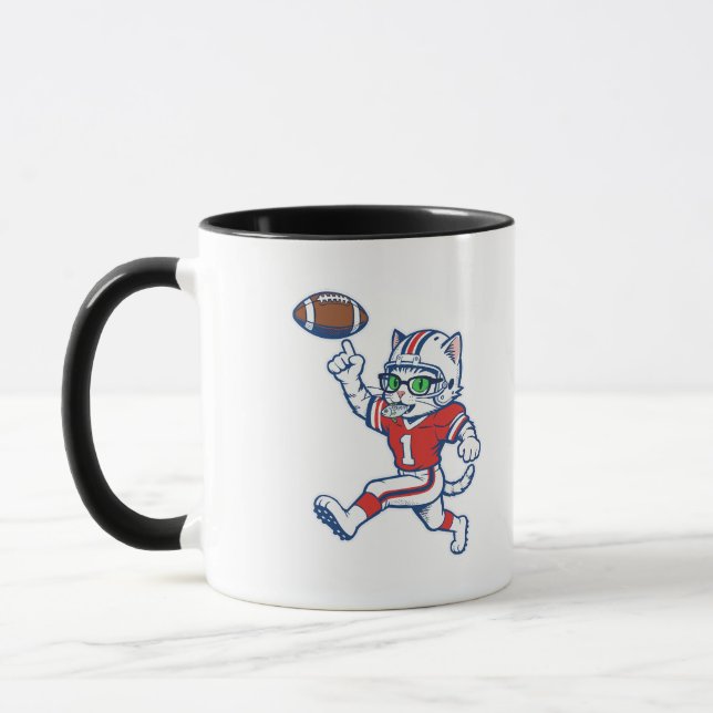 Funny Cat Football Player Mug (Left)