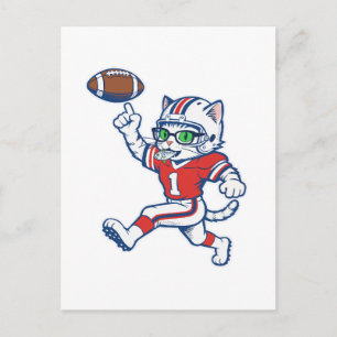 Funny Cat Football Player Postcard