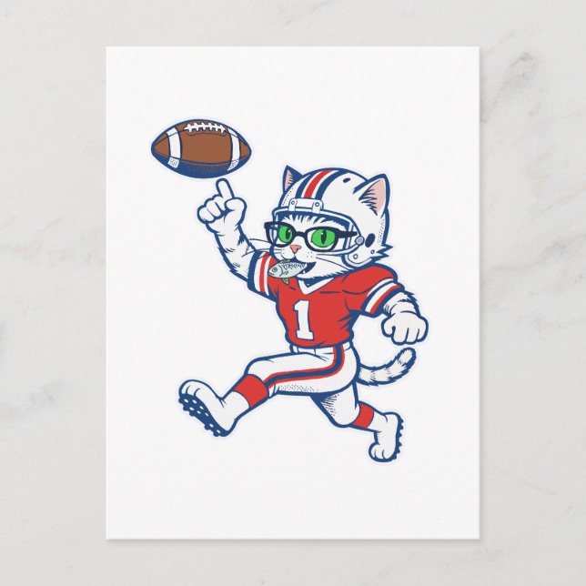 Funny Cat Football Player Postcard (Front)