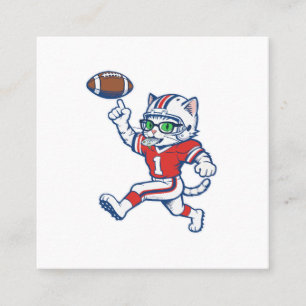 Funny Cat Football Player Square Business Card